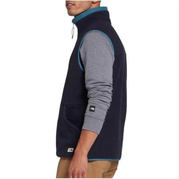 The North Face Men's Navy Teal Carbondale Fleece Full Zip Vest Size Large 2898 - Picture 9 of 12